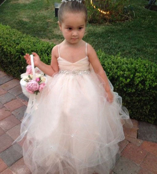 Spaghetti Straps Tulle Flower Girl Dresses with Bowknot