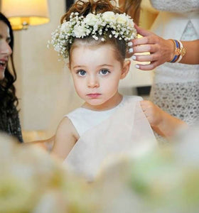 White Flower Girl Dresses with Bowknot for Wedding Party