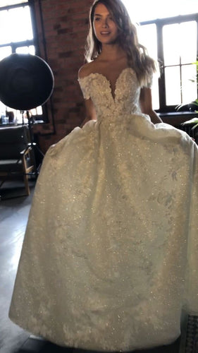Sparkly Off the Shoulder Wedding Dresses Bridal Gown