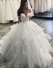 Load image into Gallery viewer, Off the Shoulder Wedding Dresses Bridal Gown with Sash