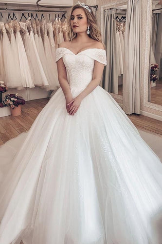 Princess Off the Shoulder Wedding Dresses Bridal Gown