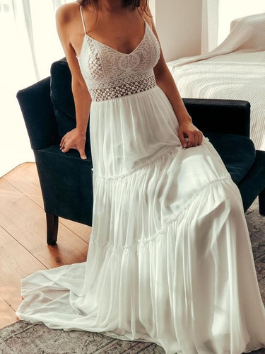 Boho Spaghetti Straps Wedding Dresses Bridal Gown