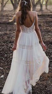 Spaghetti Straps Boho Wedding Dresses Bridal Gown