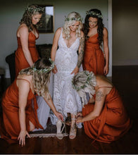 Load image into Gallery viewer, Casual Spaghetti Straps Bridesmaid Dresses Burnt Orange