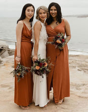 Load image into Gallery viewer, Casual Spaghetti Straps Bridesmaid Dresses Burnt Orange