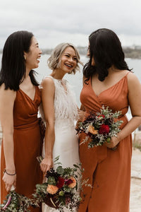 Casual Spaghetti Straps Bridesmaid Dresses Burnt Orange