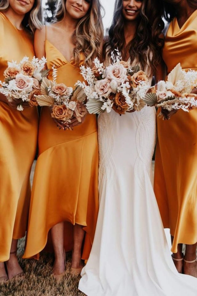 Orange Bridesmaid Dresses for Wedding Party