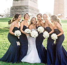 Load image into Gallery viewer, Mermaid Navy Blue Bridesmaid Dresses Sweetheart