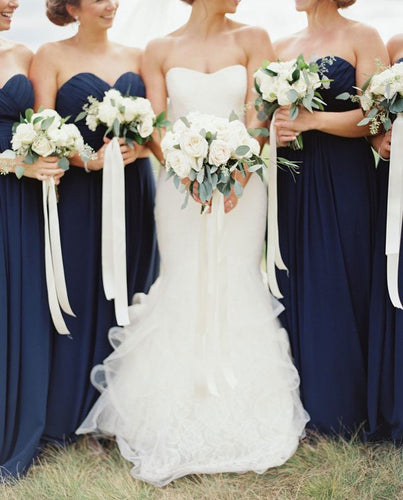 Navy Blue Bridesmaid Dresses Empire