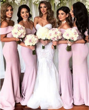 Load image into Gallery viewer, Off the Shoulder Mermaid Bridesmaid Dresses for Wedding Party