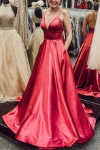Load image into Gallery viewer, Spaghetti Straps Red Long Prom Dresses Evening Gowns