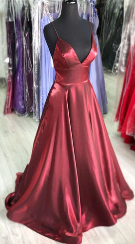 Spaghetti Straps Burgundy Long Prom Dresses Under 100