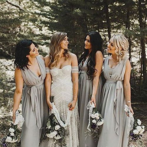 V Neck Floor Length Bridesmaid Dresses for Wedding Party Under 100