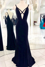 Cargar imagen en el visor de la galería, Navy Blue Sheath Long Prom Dresses for Women