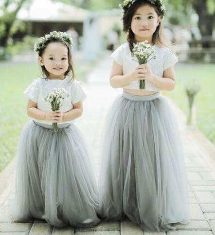 Cute Two Piece Tulle Flower Girl Dresses