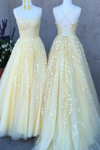 Double Tulle Long Prom Dresses with Appliques