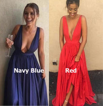 Load image into Gallery viewer, Sexy Deep V Neck Long Prom Dresses Evening Gown