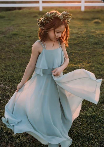 Spaghetti Straps Floor Length Flower Girl Dresses for Wedding