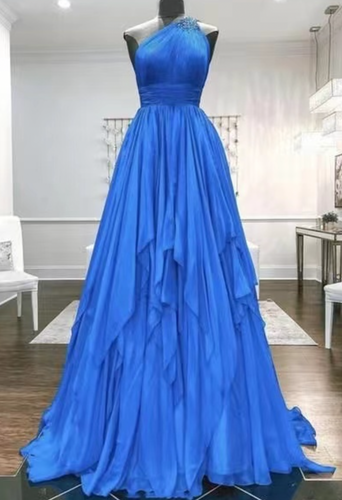 One Shoulder Prom Dresses with Beading