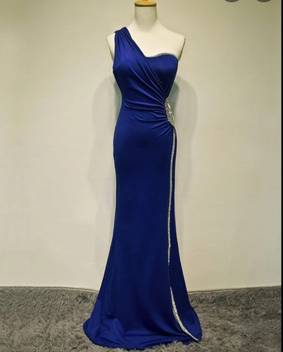 One Shoulder Royal Blue Prom Dresses