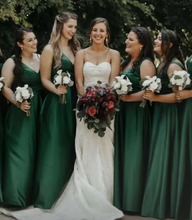 Load image into Gallery viewer, V Neck Green Bridesmaid Dresses