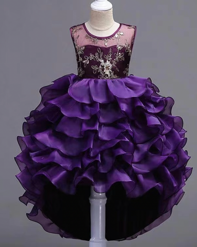 Purple Flower Girl Dresses Pageant Dresses with Beaded