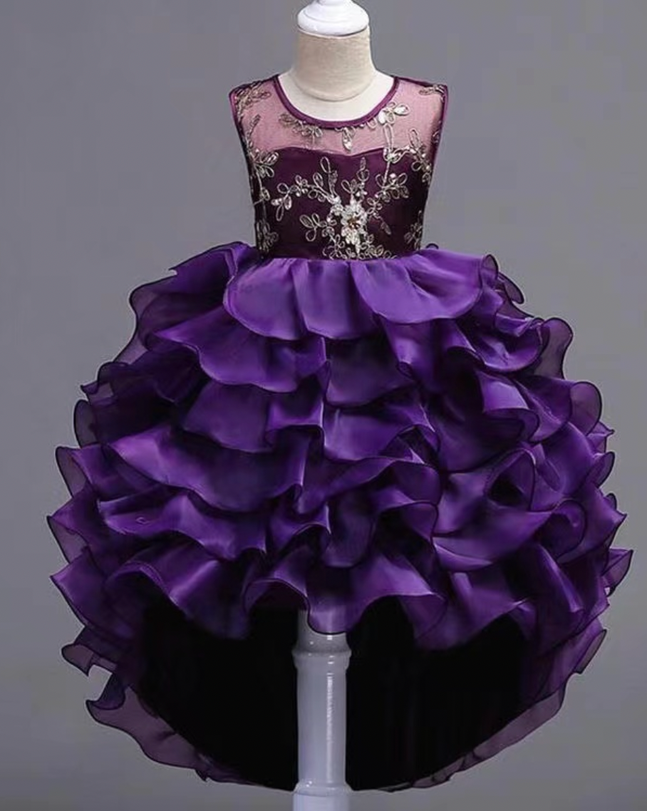 Purple Flower Girl Dresses Pageant Dresses with Beaded