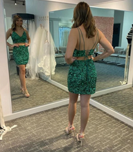 Load image into Gallery viewer, Green Two Piece Homecoming Dresses