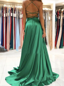 V Neck Prom Dresses with Slit