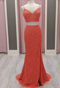 Two Piece Prom Dresses Criss Cross Back