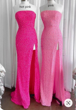 Load image into Gallery viewer, Strapless Slit Prom Dresses Floor Length