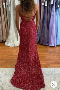 V Neck Slit Prom Dresses