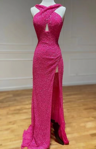 Halter Slit Prom Dresses under 100