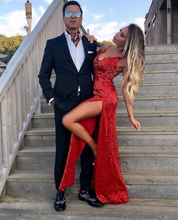 Laden Sie das Bild in den Galerie-Viewer, Red Prom Dresses Slit Sequins