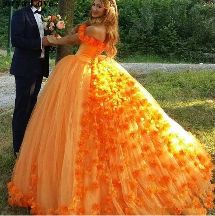 Orange Prom Dresses Birthday Gown Pageant Gown