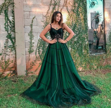 Load image into Gallery viewer, Dark Green Prom Dresses with Lace