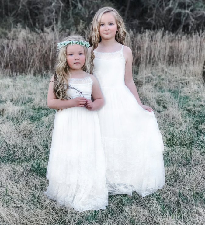 Lace White Flower Girl Dresses Spaghetti Straps