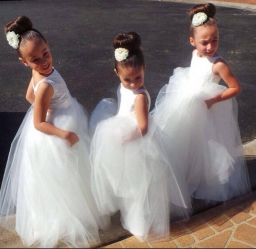 V Back Flower Girl Dresses Tulle