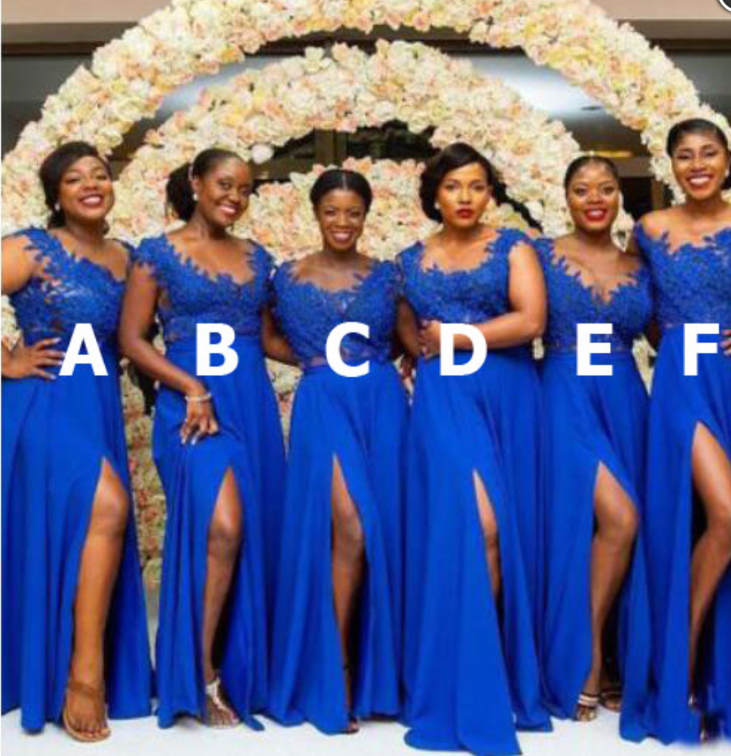 Bridesmaid Dresses Royal Blue with Appliques Lace
