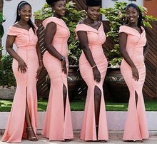 Charger l&#39;image dans la galerie, South Africa Pink Peach Bridesmaid Dresses Slit Side