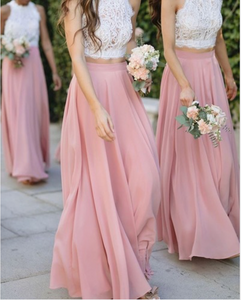 Two Piece Bridesmaid Dresses Top Lace