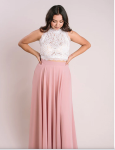 Two Piece Bridesmaid Dresses Top Lace