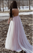 Charger l&#39;image dans la galerie, Backless Spaghetti Straps Bridesmaid Dresses Prom Dresses with 3D Flowers