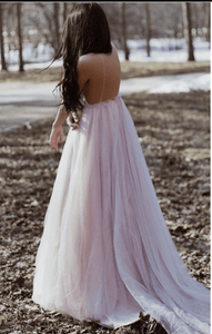 Backless Spaghetti Straps Bridesmaid Dresses Prom Dresses with 3D Flowers