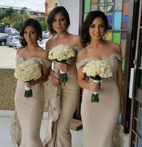 Off Shoulder Bridesmaid Dresses Mermaid with Lace for Wedding