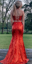 Load image into Gallery viewer, Two Piece Prom Dresses Sequins Spaghetti Straps