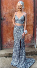 Load image into Gallery viewer, Two Piece Prom Dresses Sequins Spaghetti Straps