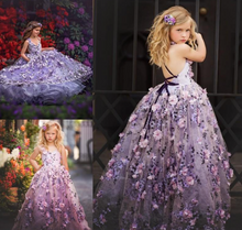 Charger l&#39;image dans la galerie, Lavender Flower Girl Dresses Princess Dresses with 3D Flowers