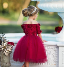 Load image into Gallery viewer, Bateau Red Flower Girl Dresses Birthday Gown