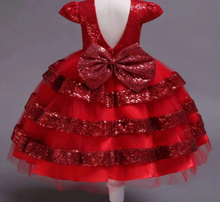 Load image into Gallery viewer, Knee Length Cap Sleeves Flower Girl Dresses Red